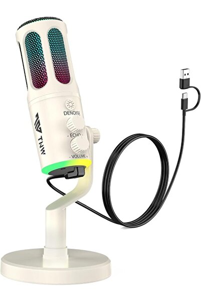 TNW PHONE ميكروفون USB RGB من TNW للكمبيوتر، ميكروفون مكثف USB للألعاب لتسجيل...