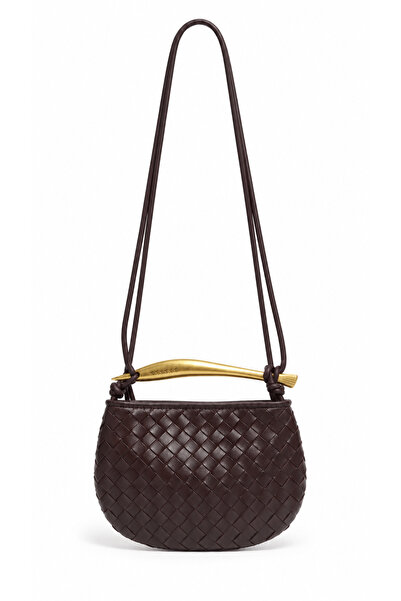 GZ GAIBAG Elle Bitter Brown Knitted Patterned Women's Shoulder Bag |   With G...