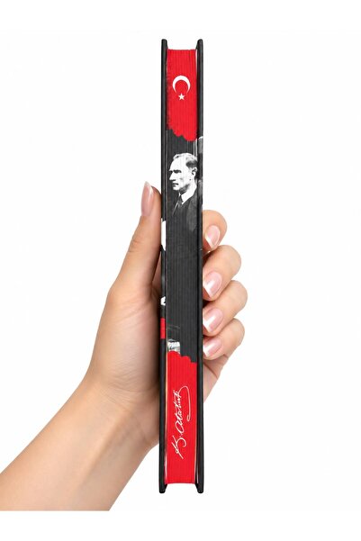 Halk Kitabevi Kişiye Özel Öğretmenler Gününe Özel 17x24 Atatürk Ciltli Defter Tarihsiz ve 661-R Kabartma Figürlü Metal Roller Kalem