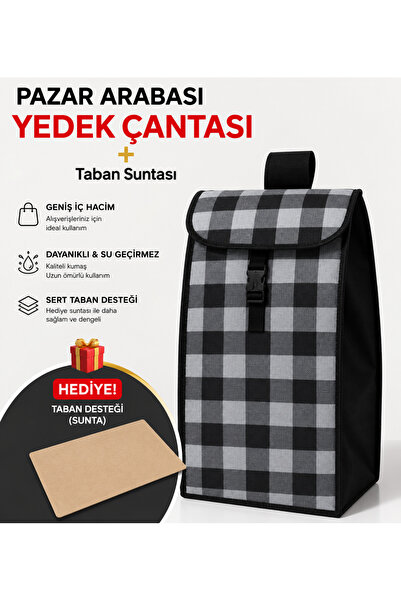 Pazar Arabası Yedek Çantası Taban Suntası Hediye Tela Kalın Kumaş Olan Model