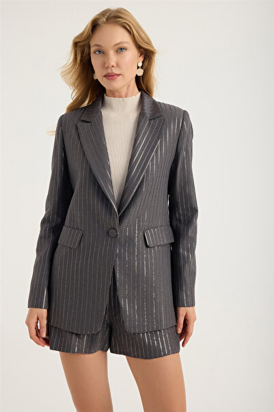 HomeStore Single Button Jacket with Sequin Stripe