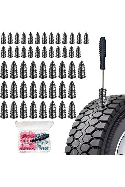CESTBELLA Tire Repair Rubber Nail Set with Screwdriver 100PCS, 2 Sizes Spiral...