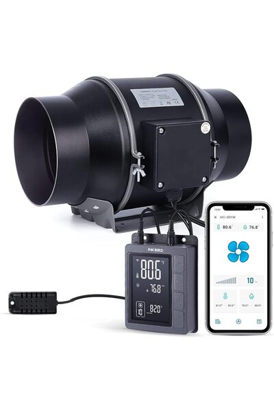INKBIRDPLUS مروحة أنبوبية INKBIRD IVC-001W مقاس 15 سم مع وحدة تحكم ذكية لضبط ...