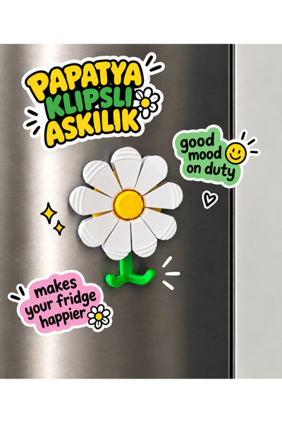 Pocket People Papatya Klipsli Askılık – Buzdolabı ve Dolap Kapağına Takılan 3...