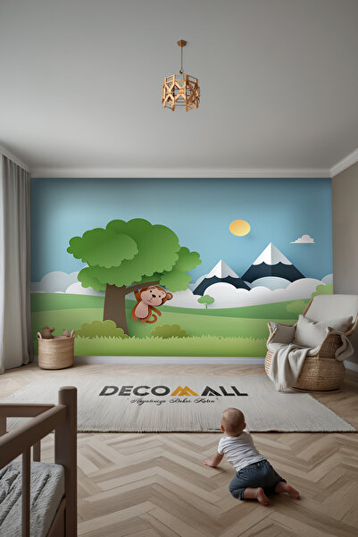 DECOMALL KİDS-189 Çocuk Bekek Genç Odası Tek Parça Duvar Kağıdı Kabartmalı 3D Görünümlü Yapışkan Hediyeli