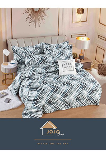 JOJO HOME Set lenjerie de pat dublu, 6 piese, cearceaf clasic fara elastic
