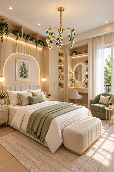 Nova Crystal NOVA FLORA Kristal Çiçek Detaylı Gold Modern Sarkıt Avize