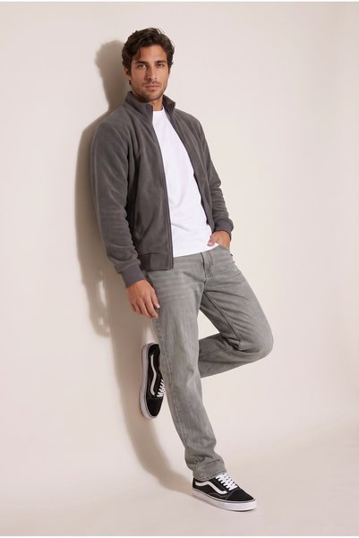 JSCO Men's Anthracite 6245 Stand Collar Intersoft Sweatshirt