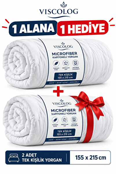 viscolog Tek Kişilik Microfiber Yorgan 155x215 cm 2 Adet – 1 Alana 1 Hediye 4...