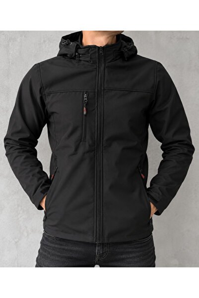 BŞAR Erkek Softshell Kaban – Su İtici Rüzgar Koruyucu Kapüşonlu Outdoor İş Montu