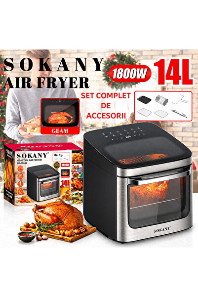SOKANY Air Fryer Sokany, 1800W, Capacitate 14L, Non-Stick, Fereastra Transpar...