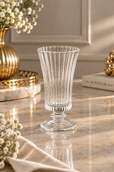 YzHome 6 Lı Cam Kristal Diamond Çizgili Pinterest Kahve Yanı Bardağı Bardak 75ml