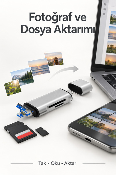Anunnaki 3in1 Type-C USB 3.0 Micro USB SD Micro SD Memory Stick Pro Duo Kart Okuyucu OTG Adaptör