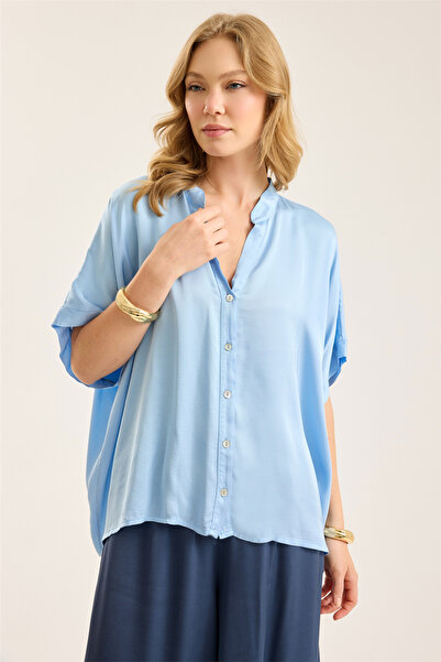 HomeStore High Collar Wide Cut Shirt