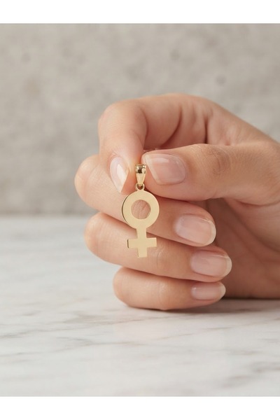 Goldstation 14 Ayar Altın Kadın Sembolü Kolye Ucu