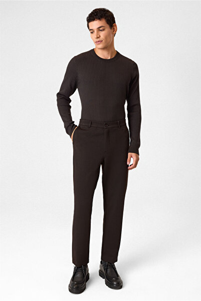 Back And Bond Regular Fit Diagonel Brown Jogger Pants
