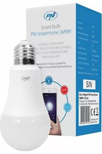 PNI Bec inteligent SmartHome SM9W LED 9w cu lumina reglabila programabil WiFi...
