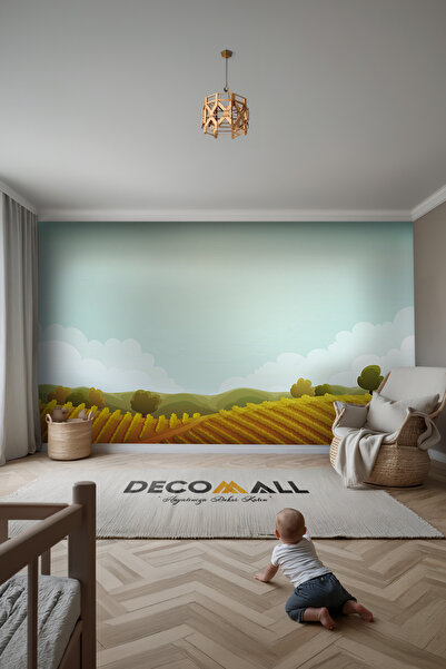 DECOMALL KİDS-162 Çocuk Bekek Genç Odası Tek Parça Duvar Kağıdı Kabartmalı 3D Görünümlü Yapışkan Hediyeli