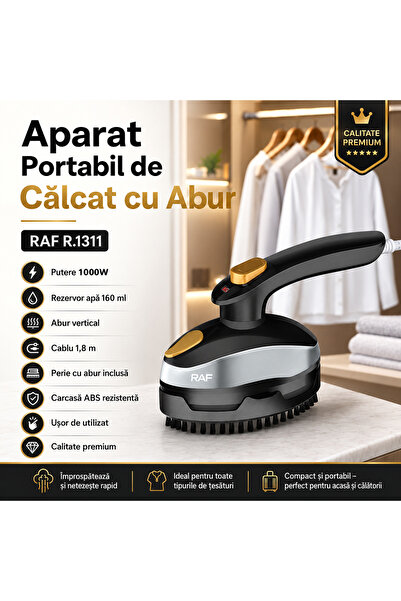 RAF Aparat Portabil de Călcat cu Abur, Putere 1000W, Rezervor 160 ml, Abur Ve...
