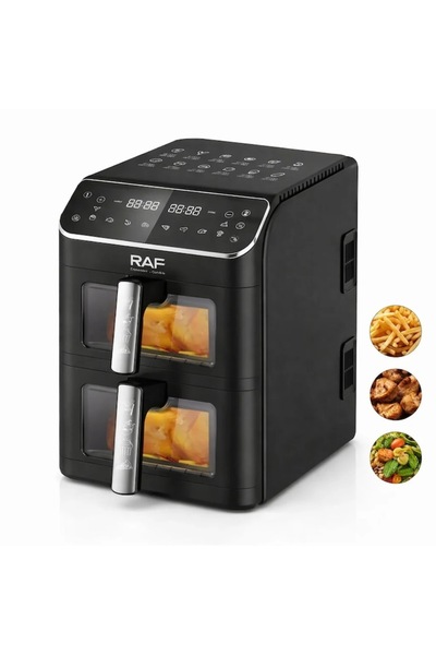 RAF Friteuza cu Aer Cald Dublă 2800W, Capacitate 12L, Control Digital, Negru