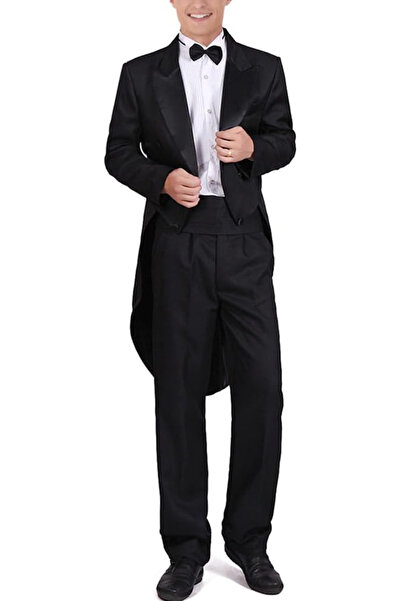 OEM Elegant men's Slim Fit suit, notch lapel jacket, trousers, bow tie, 3 pie...