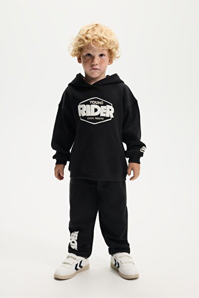 LEFTIES Kabartma baskılı kapüşonlu sweatshirt