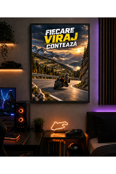 Miutic Print Studio Tablou decorativ pentru motocicliști „Fiecare viraj conte...