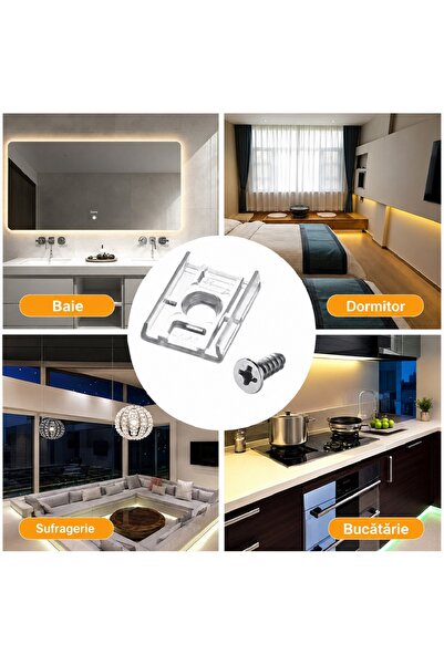 LEDIGANT Cleme Transparente de Fixare pentru Bandă LED 8 mm, cu Șuruburi, Set 10 Bucăți