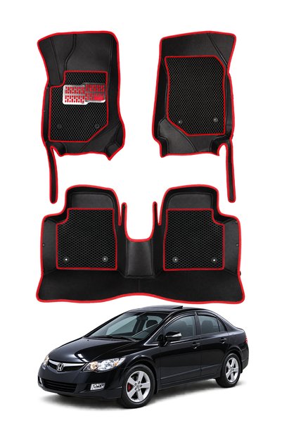 stiloto Honda Civic FD6 Sedan (2006-2011) Uyumlu 8D Deri Oto Paspas - Noktalı...