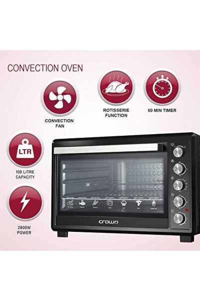 CROWNLINE EO-439 Electric Oven, 100L 2800W, Double Grill & Convection, Rotiss...