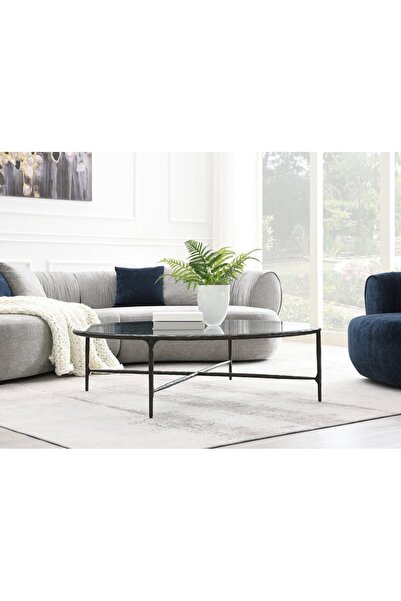 AlRugaib Furniture Square Silver Coffee Table with Marble Top