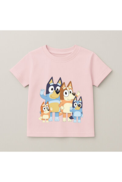 SVART WEAR Bluey Family Printed Kids T-Shirt 100% Cotton Pink