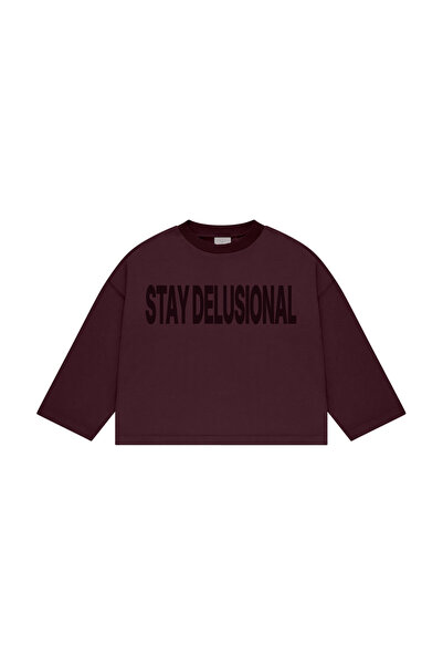 lethestudios Stay Delusional Baskılı Uzun Kollu Basic T-Shirt
