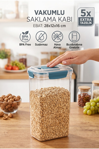 MAXİFRESH Vacuum Storage Container 3.20 Liters Airtight Leak-Proof Food Conta...