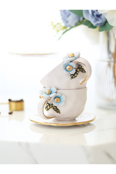 ada mia seramik 2-Pack Arka Bahçem Handmade Textured Ceramic Cup 140ml
