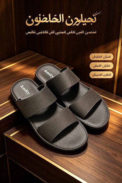 SAUDI STEPS Fashion Men Leather Slide Sandals Metal Emblem Decor Precision St...