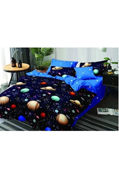 odjas Set de lenjerie de pat pentru 2 persoane, Finet, 6 piese - Blue Planets