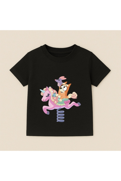 SVART WEAR Bluey Spring Toy Printed Kids' T-Shirt 100% Cotton Black