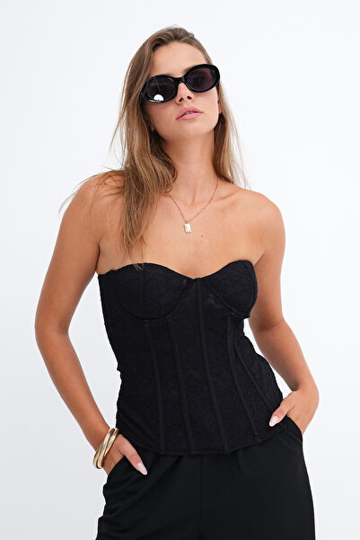 Addax Bluză corset din dantelă B02927