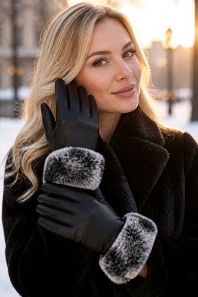 Monalisa Home Black Color Flashy Luxury Figured Gloves
