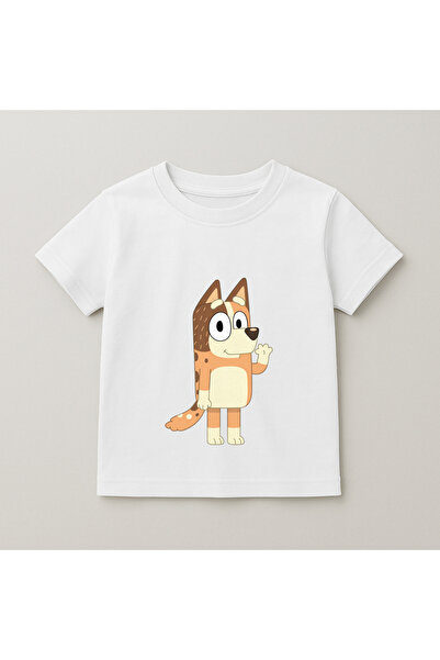 SVART WEAR Bluey Bingo Hand Waving Printed Kids T-Shirt 100% Cotton White