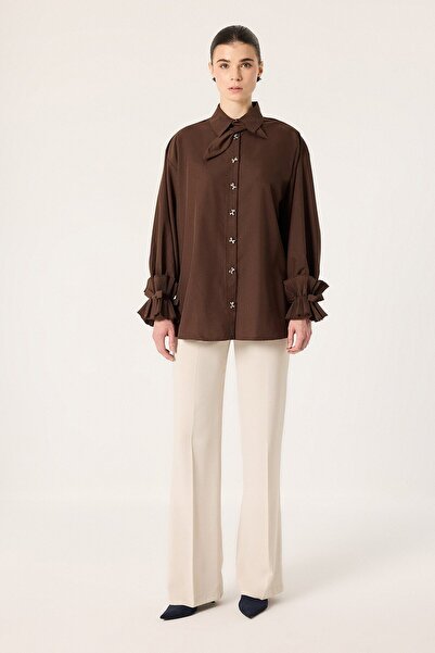 Touché Privé Pi̇li̇seli̇ Sleeve Cuff Shirt