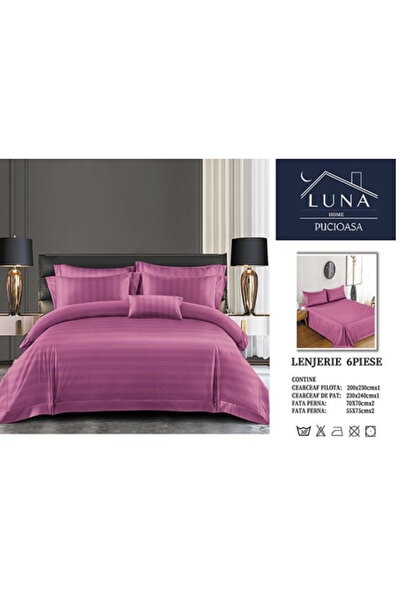 odjas Lenjerie de Pat Damasc LUNA HOME Pucioasa, 6 Piese, cu Elastic, Cearcea...