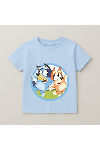 SVART WEAR Bluey and Bingo Round Printed Kids T-Shirt 100% Cotton Baby Blue