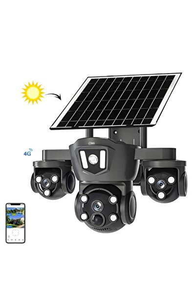 SIKS Cameră de supraveghere video triplă SIKS, Încărcare solară, Conectivitat...