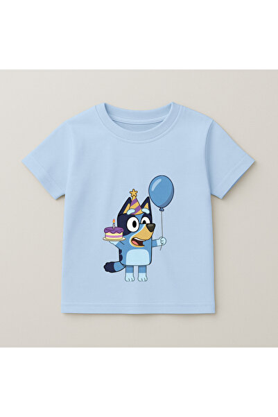 SVART WEAR Bluey Blue Balloon Printed Children's T-Shirt 100% Cotton Baby Blue