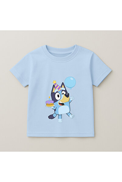 SVART WEAR Bluey Balloon Printed Children's T-Shirt 100% Cotton Baby Blue