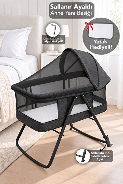 Meleni Baby Sallanır Bebek Beşiği - Sabitlenebilir Ayak Kolay Kurulum Yatak H...