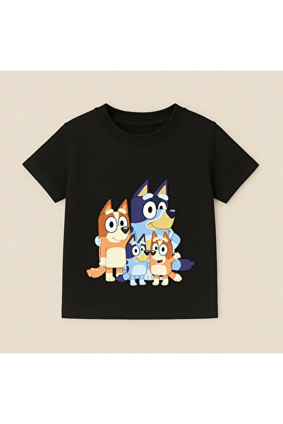 SVART WEAR Bluey Family Printed Kids T-Shirt 100% Cotton Black