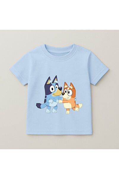 SVART WEAR Bluey and Bingo Hugging Printed Kids T-Shirt 100% Cotton Baby Blue